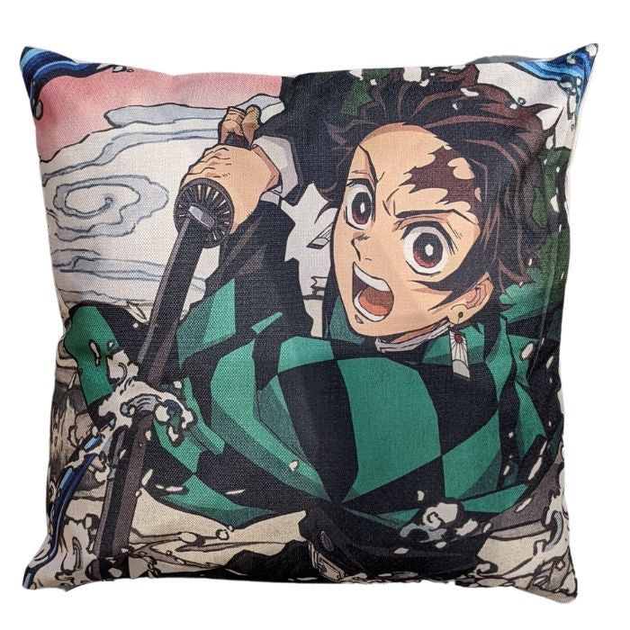 Demon Slayer - Tanjiro With Sword Canvas Style 45x45cm Cushion