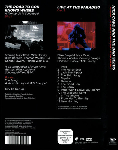 Nick Cave & The Bad Seeds - The Road To God Knows Where / Live At The Paradiso 2DVD
