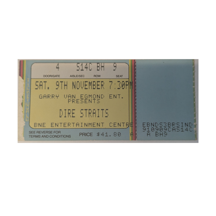 Dire Straits - On Every Street Tour 1991 Original Vintage Concert Ticket Night  Three