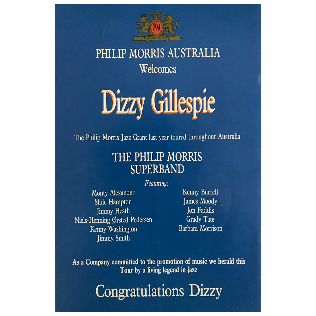 Dizzy Gillespie - Australian Tour 1987 Original Concert Tour Program
