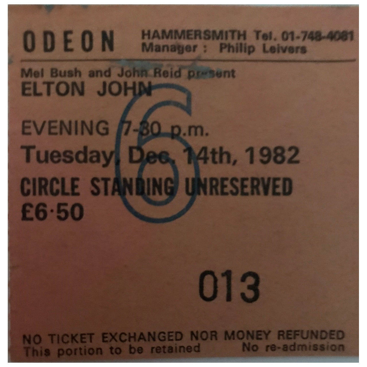 Elton John - Xmas At The Odeon! 1982 UK Original Concert Tour Program With Ticket