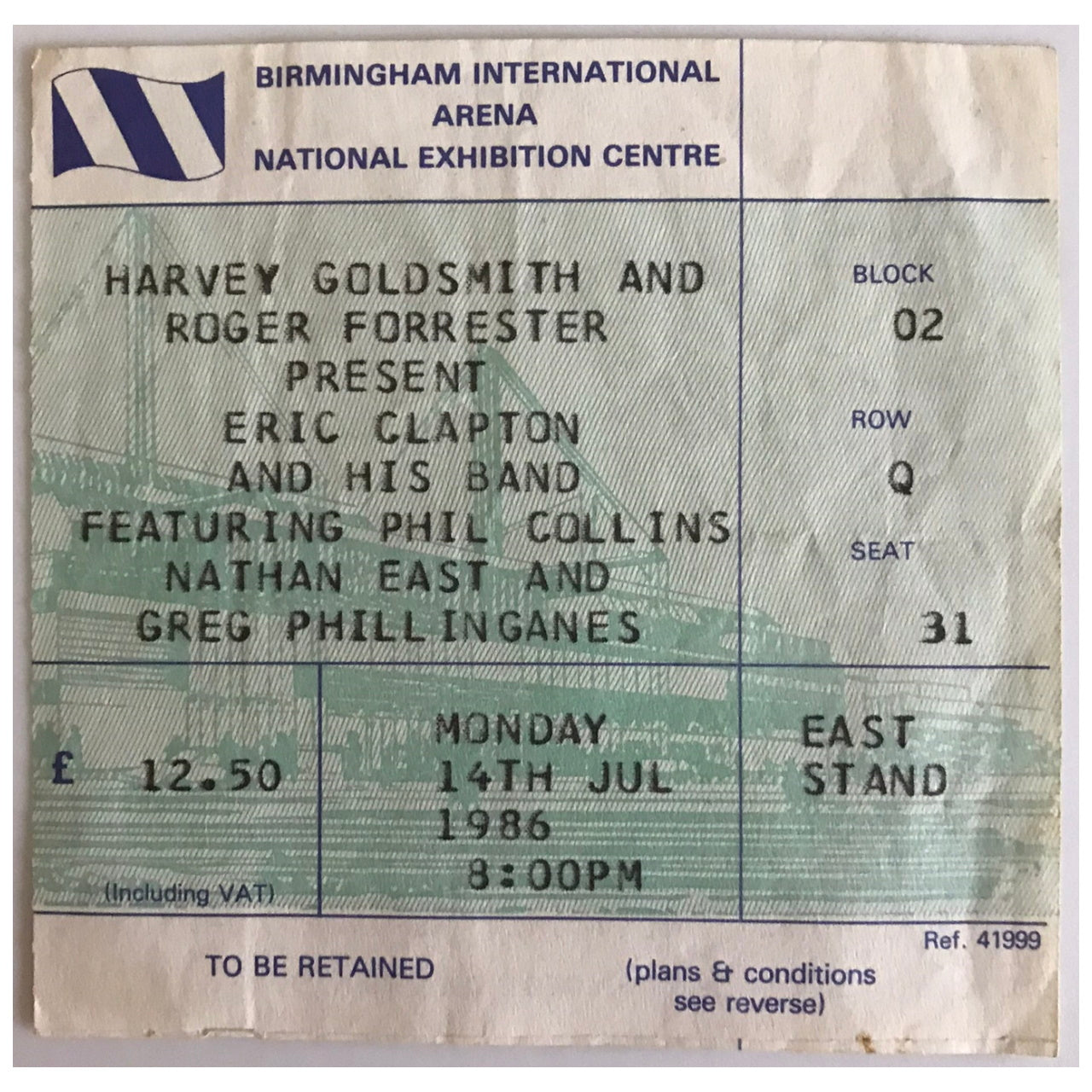 Eric Clapton - Clapton Collins Phillinganes East 1986 Europe & England Original Concert Tour Program With Ticket