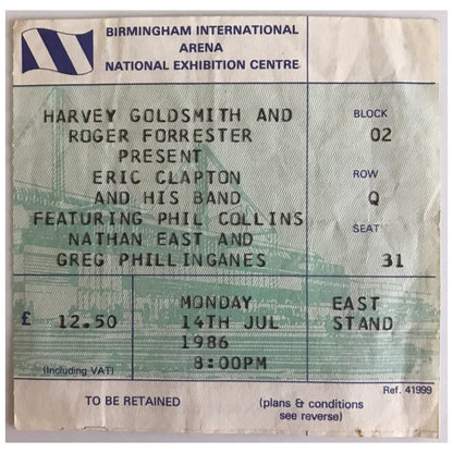 Eric Clapton - Clapton Collins Phillinganes East 1986 Europe & England Original Concert Tour Program With Ticket