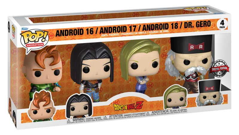 Dragon Ball Z - Android 16, Android 17, Android 18 & Dr Gero US Exclusive Pop! Vinyl 4-Pack