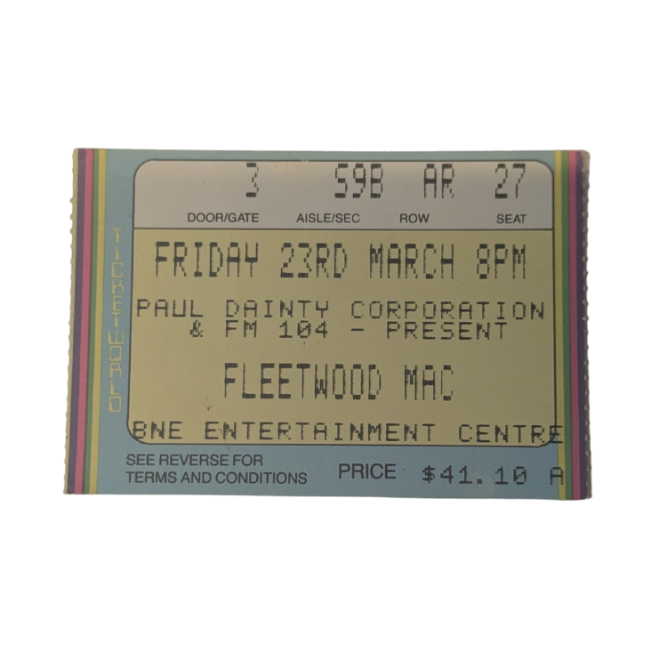 Fleetwood Mac - behind The Mask tour 1990  Original Vintage Concert Ticket Seat 27