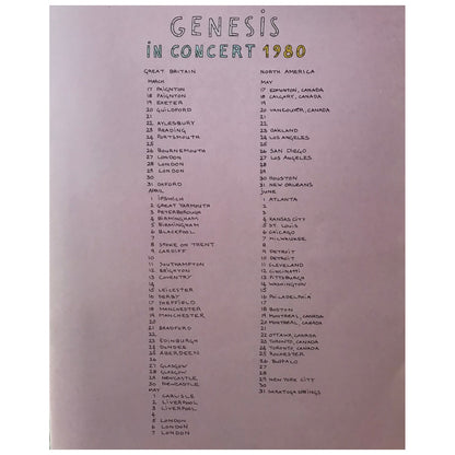 Genesis - In Concert 1980 UK & North America Original Concert Tour Program