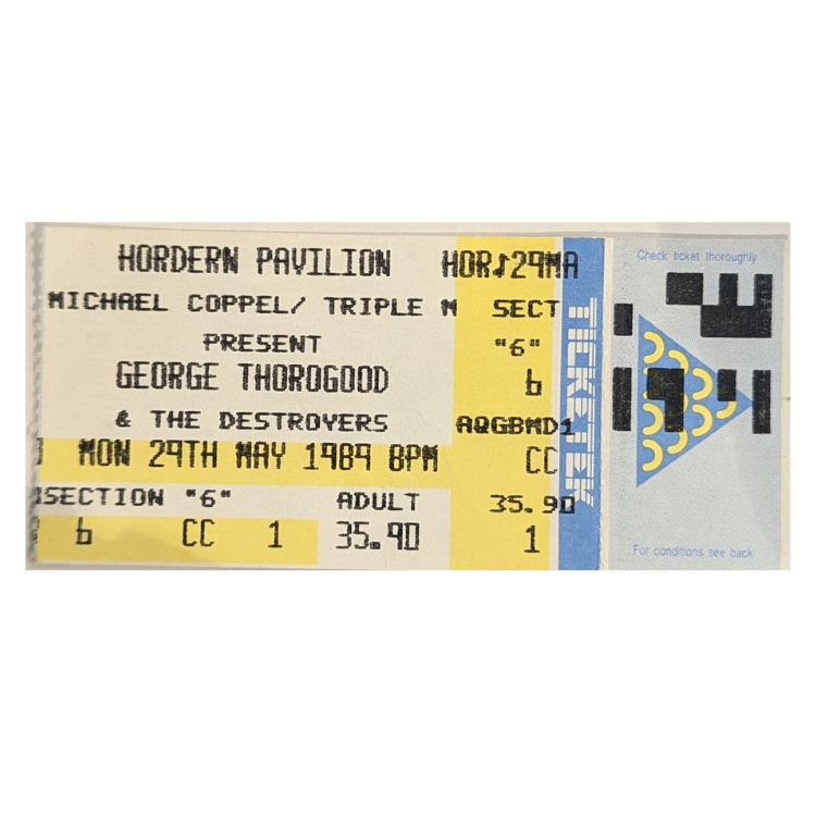 George Thorogood & The Destroyers - 1989 Tour Original Vintage Concert Ticket Seat 1