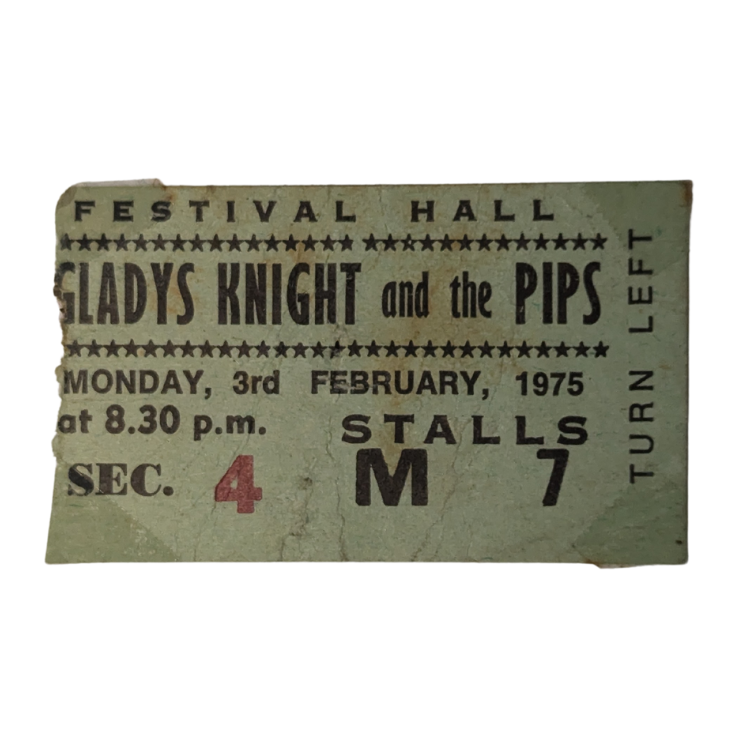 Gladys Knight & The Pips - 1975 Tour  Original Vintage Concert Ticket