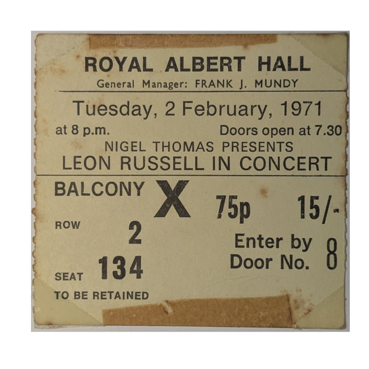 Leon Russell - 1971 Tour Original Vintage Concert Ticket
