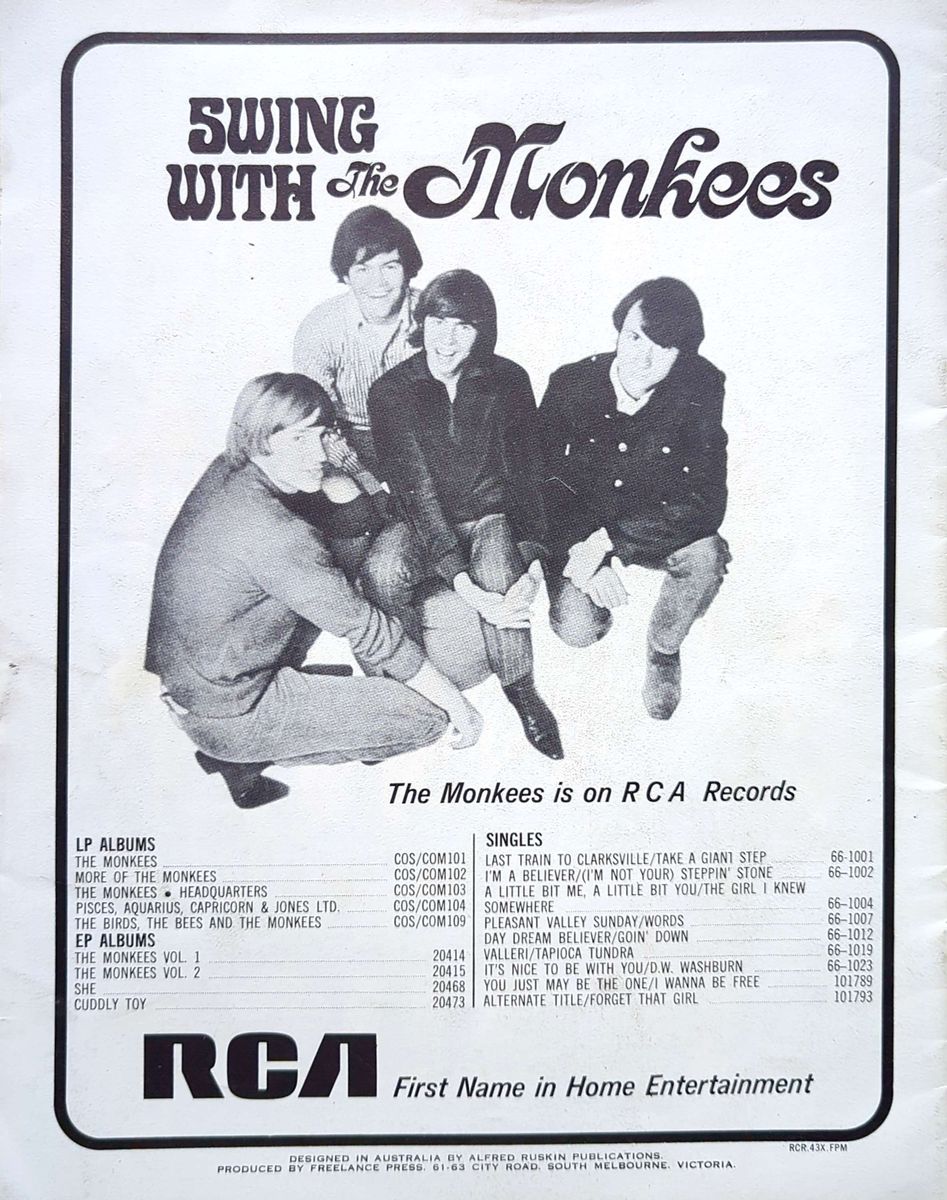 Monkees -  Far East Fall 1968 Australia Original Concert Tour Program