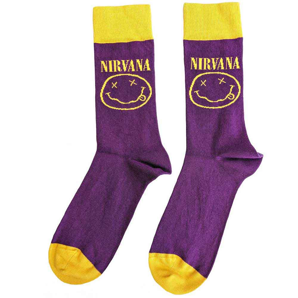 Nirvana - Smiley Face Purple And Yellow Unisex Socks