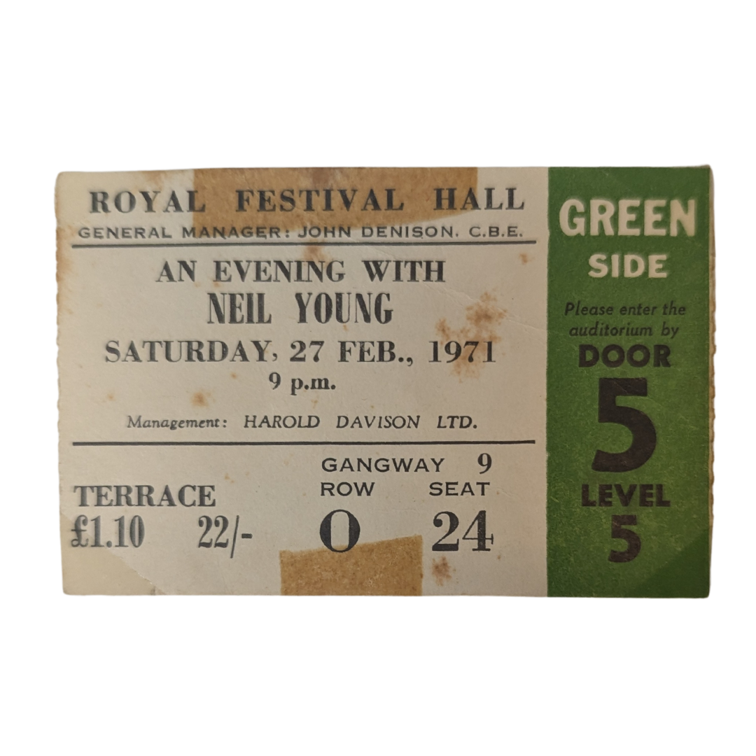 Neil Young - Journey Through The Past Solo Tour 1971 Original Vintage Concert Ticket