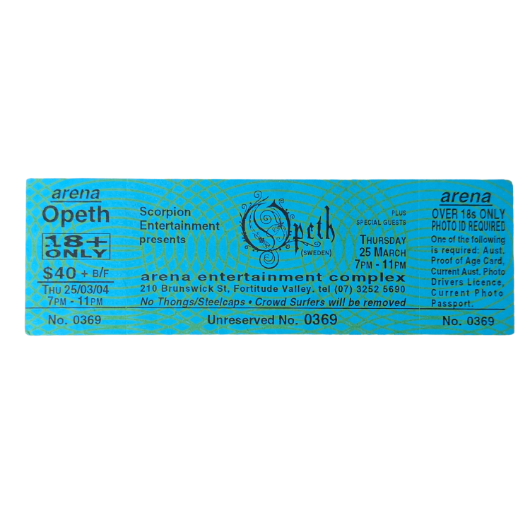 Opeth - 2004 Tour Original Vintage Concert Ticket