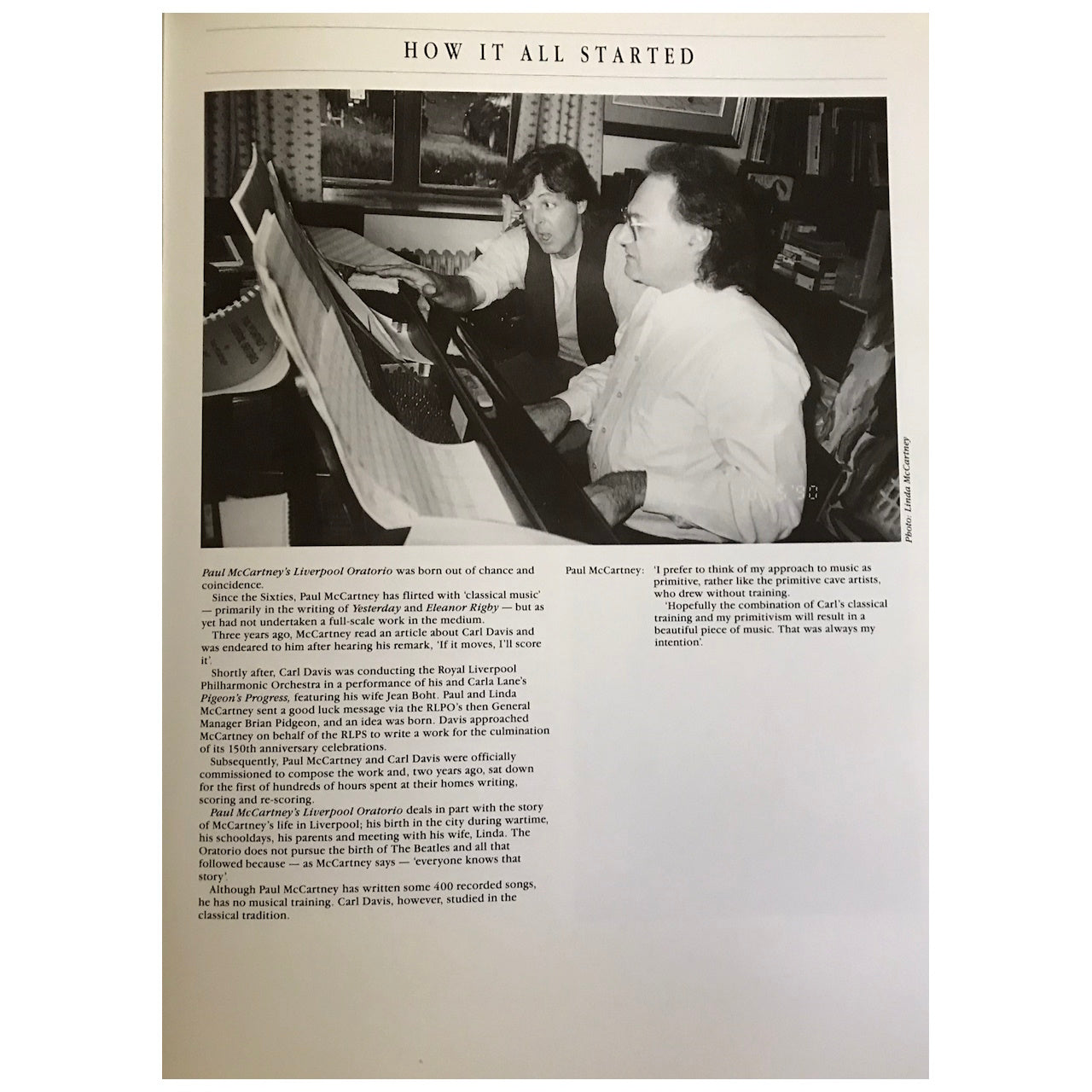 Paul McCartney - Liverpool Oratorio 1991 Original Concert Tour Program