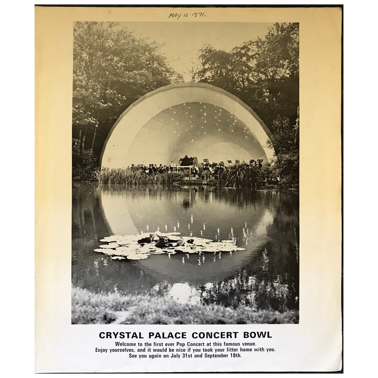 Pink Floyd - Garden Party At The Crystal Palace Bowl 1971 Original Concert Tour Program With Ticket