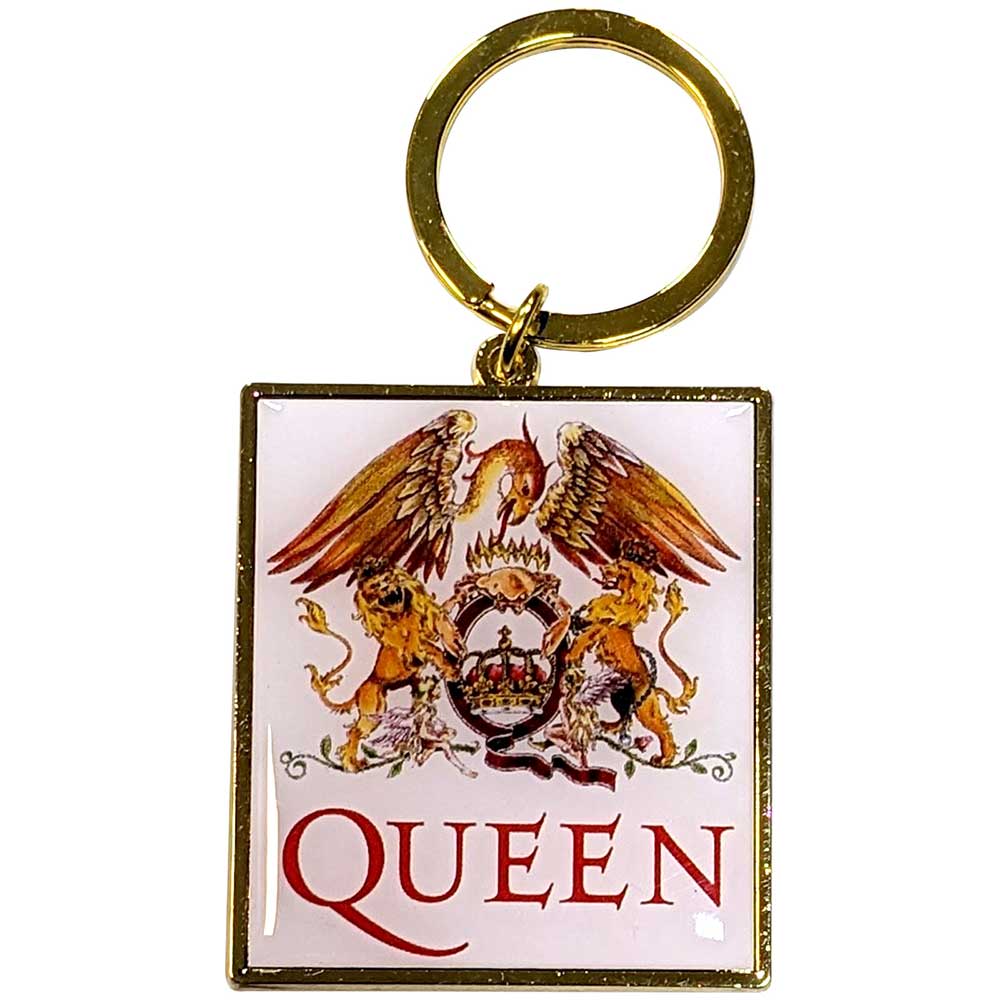 Queen - Classic Crest On White Keychain