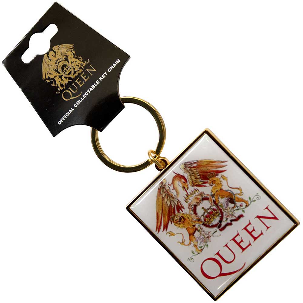 Queen - Classic Crest On White Keychain