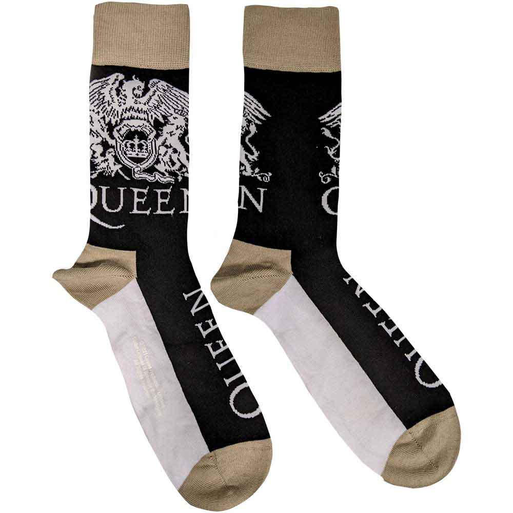 Queen - Crest & Logo Black Unisex Socks