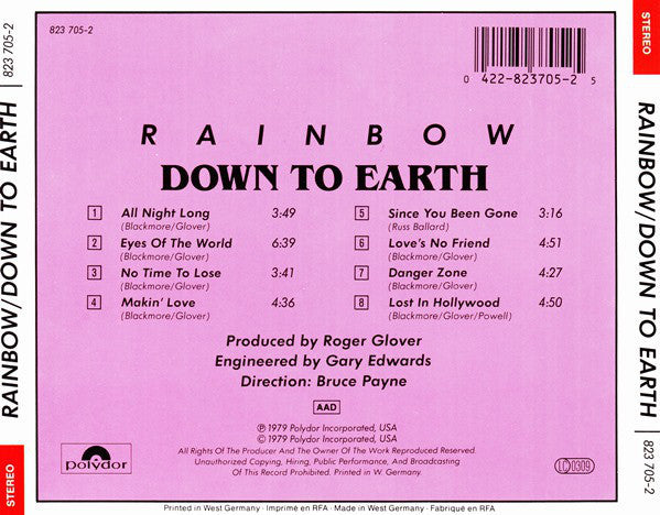 Rainbow ‎– Down To Earth CD