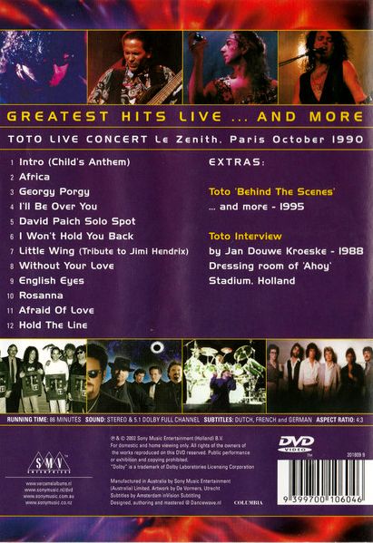 Toto – Greatest Hits Live... And More DVD