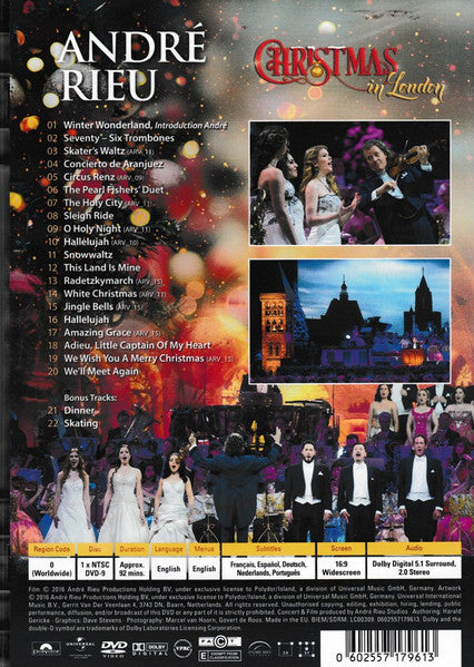 Andre Rieu & His Johann Strauss Orchestra – Christmas In London DVD (Used)
