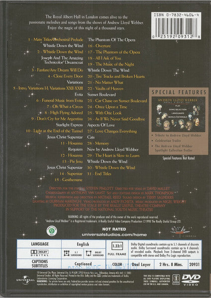 Andrew Lloyd Webber – The Royal Albert Hall Celebration DVD (Used)
