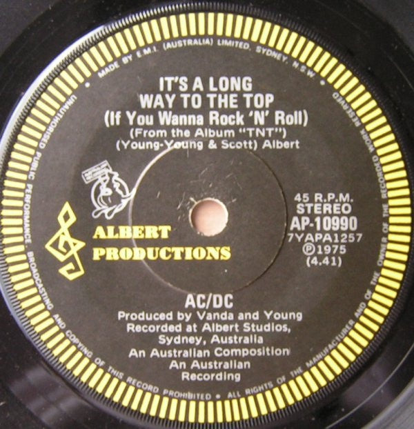AC/DC - It's A Long Way To The Top/Can I Sit Next To You Girl 7 Inch Single Vinyl (Used)