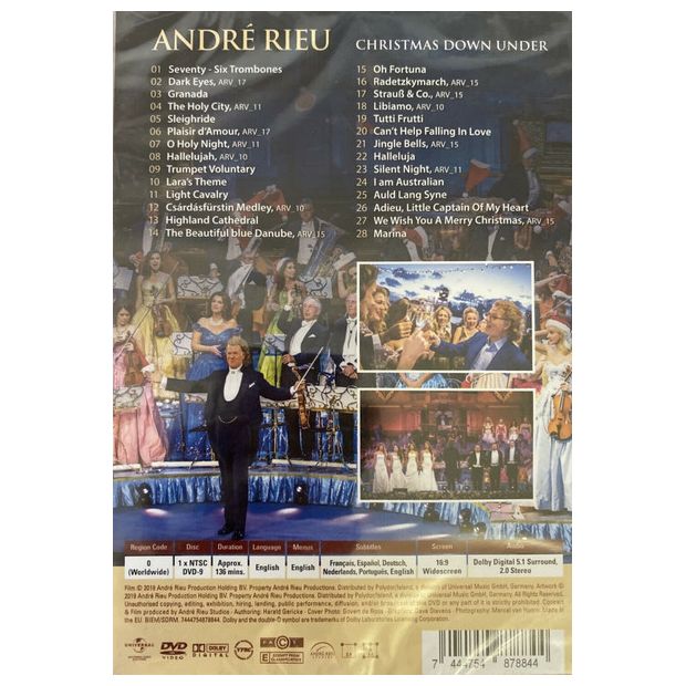 Andre Rieu -Christmas Down Under Live From Sydney DVD (New)