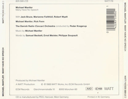 Michael Mantler – Many Have No Speech CD