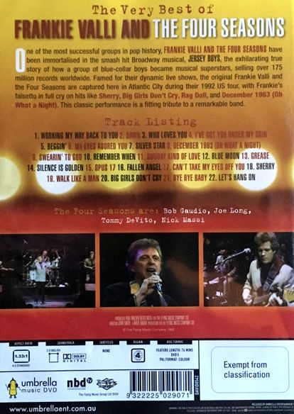 Frankie Valli & The Four Seasons – The Very Best Of: Live In Atlantic City 1992 DVD