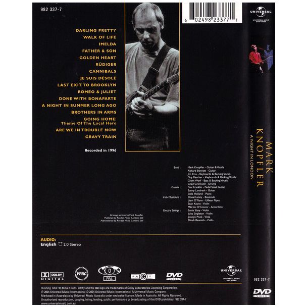 Mark Knopfler - A Night In London 1996 DVD (Used)