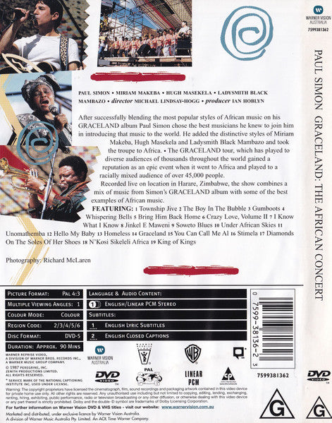 Paul Simon - Graceland The African Concert DVD (Used)