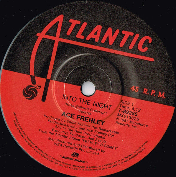 Ace Frehley/Frehley's Comet - Into The Night 7" Vinyl Single (Used)