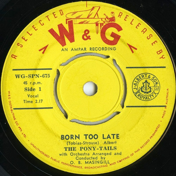 Pony-Tails - Born Too Late 7" Vinyl Single (Used)