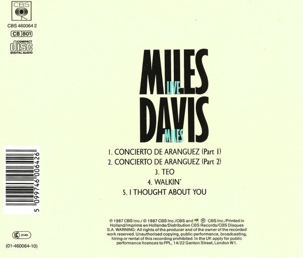 Miles Davis – Live Miles: More Music From The Legendary Carnegie Hall Concert CD