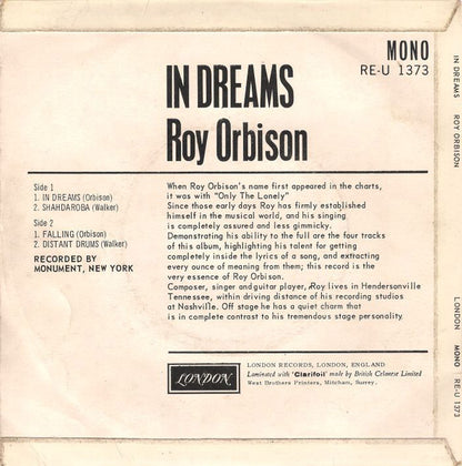 Roy Orbison - In Dreams 7" Vinyl EP (Used)