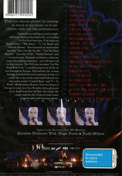 Pink – Live From Wembley Arena London England DVD
