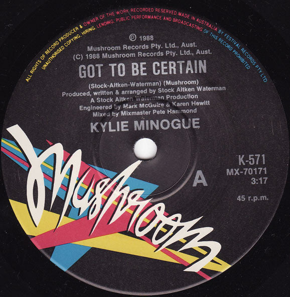 Kylie Minogue - Got To Be Certain 7" Vinyl Single (Used)