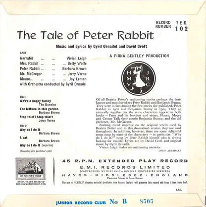 Beatrix Potter - The Tale Of Peter Rabbit 7" Vinyl Single (Used)