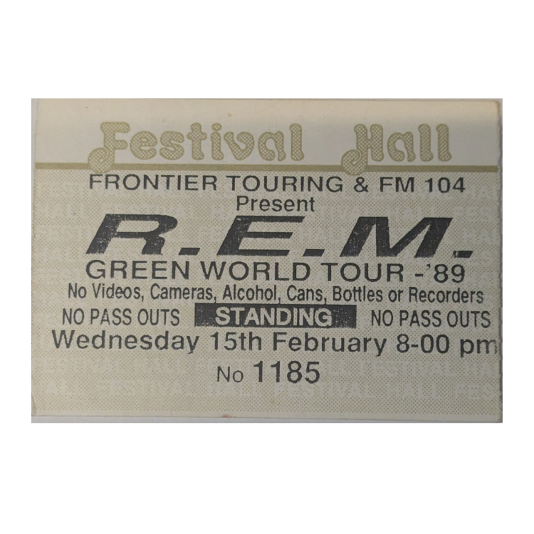 R.E.M. - Green Tour 1989 Original Vintage Concert Ticket Number 1185