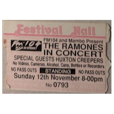 Ramones - In Concert Brain Drain Tour Original Vintage Concert Ticket