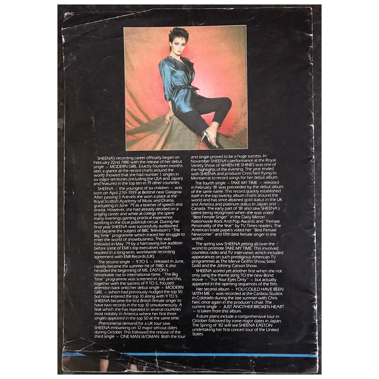Sheena Easton - In Concert 1981 UK Original Concert Tour Program
