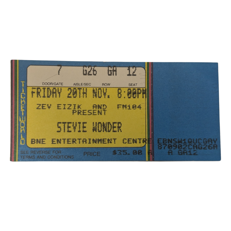 Stevie Wonder - 1987 Tour Original Vintage Concert Ticket