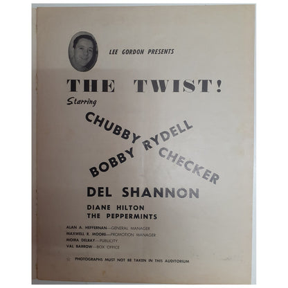Chubby Checker & Bobby Rydell - Lee Gordon Presents The Twist Australian Original Tour 1962 Program