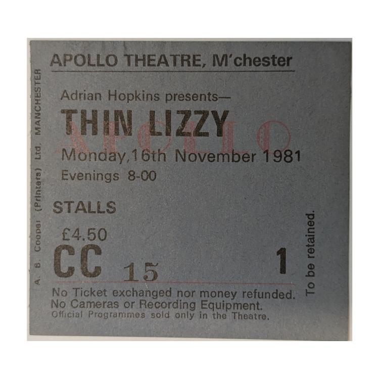 Thin Lizzy - Renegade Tour 1981 Original Vintage Concert Ticket