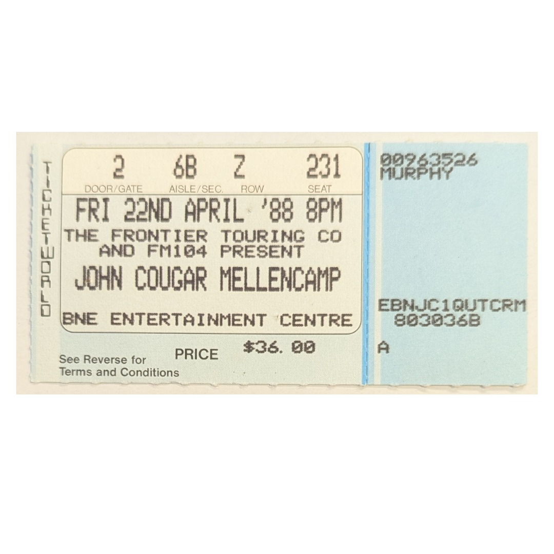 John Cougar Mellencamp -The Lonesome Jubilee Tour 1988 Original Vintage Concert Ticket