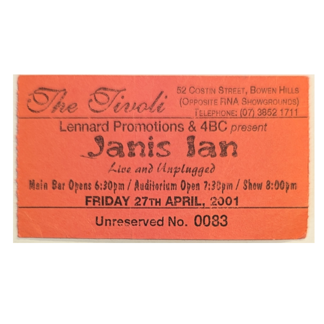 Janis Ian - God and FBI Tour 2001 Original Vintage Concert Ticket Number 0083