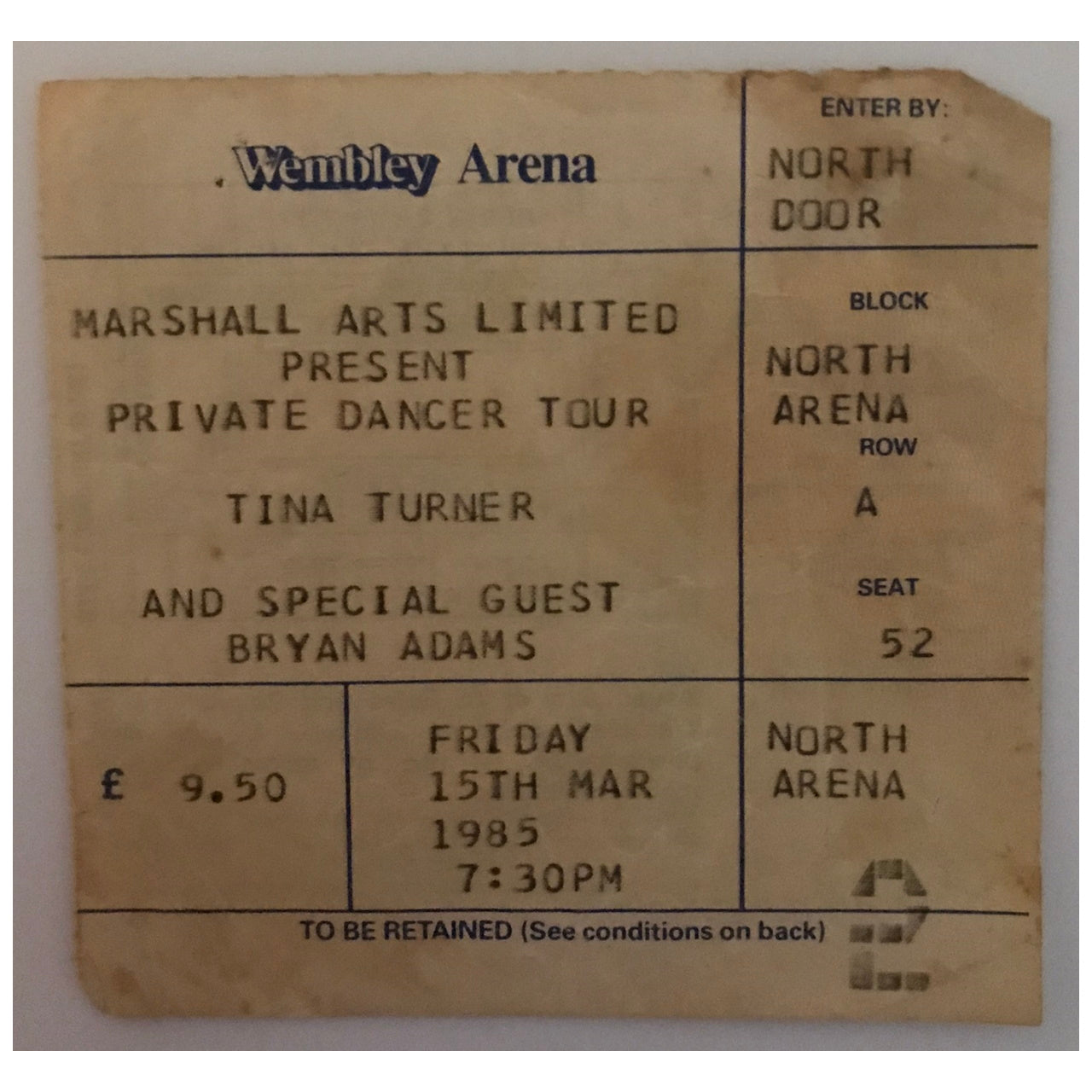 Tina Turner - Private Dancer Tour 1985 Europe & UK Original Concert Tour Program With Ticket
