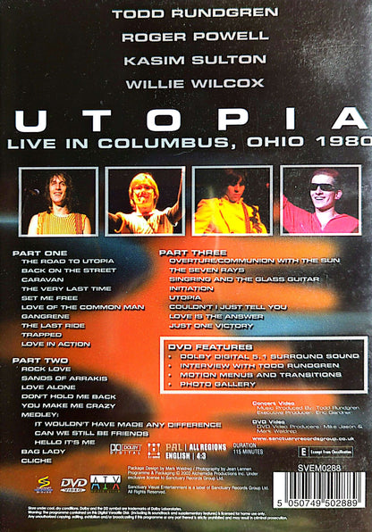 Utopia - Live In Columbus Ohio 1980 DVD