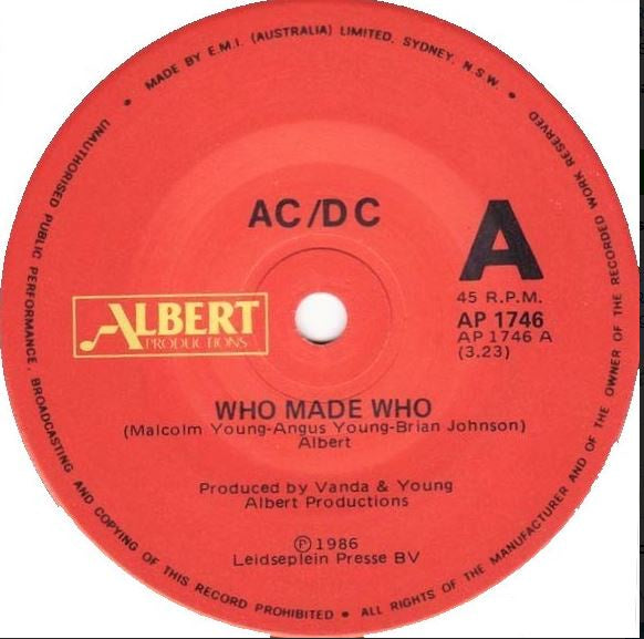 AC/DC – Who Made Who  / Guns For Hire 7" Single Vinyl (Used)